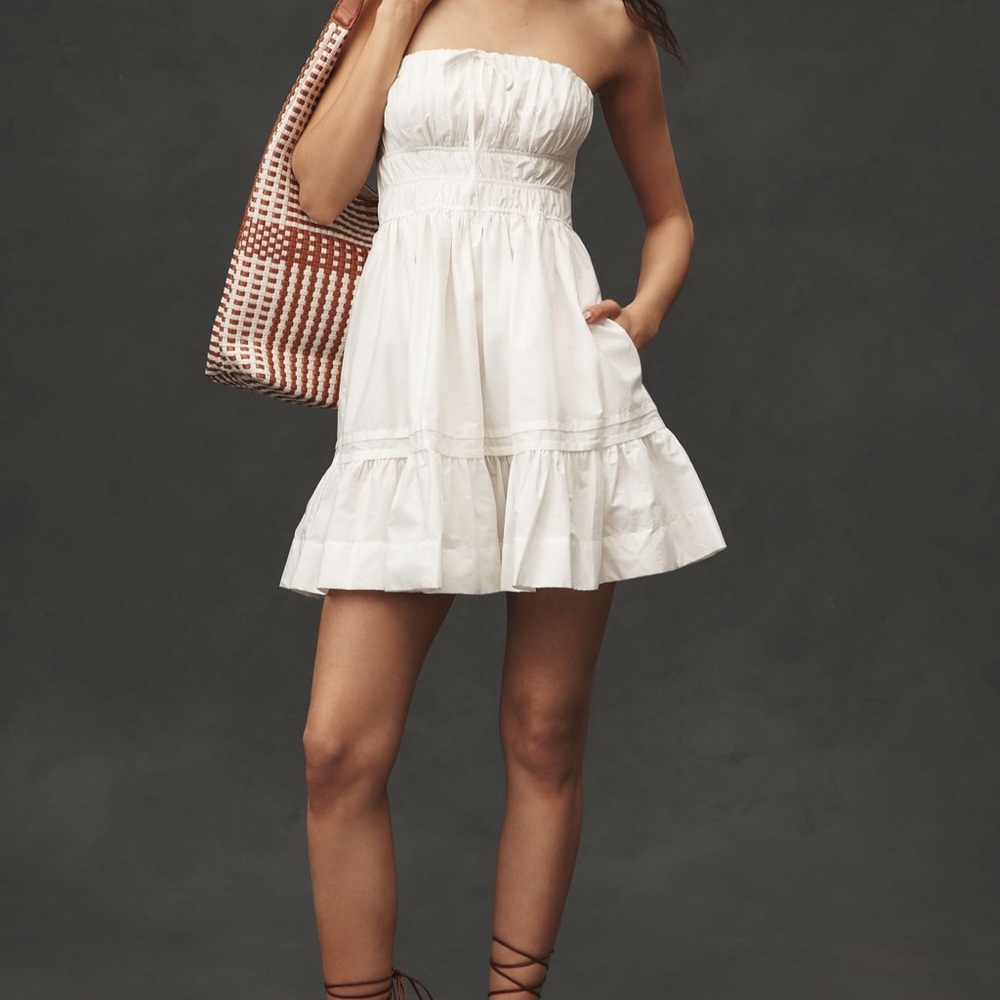 Somerset Strapless White Cotton Mini Dress